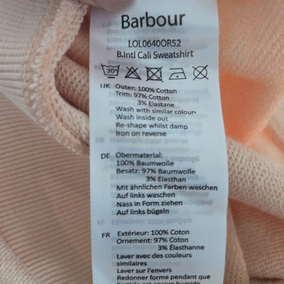 Barbour International Cali Sweatshirt in Peach Parfait - Size USA 12 / UK 16 - Picture 4 of 5